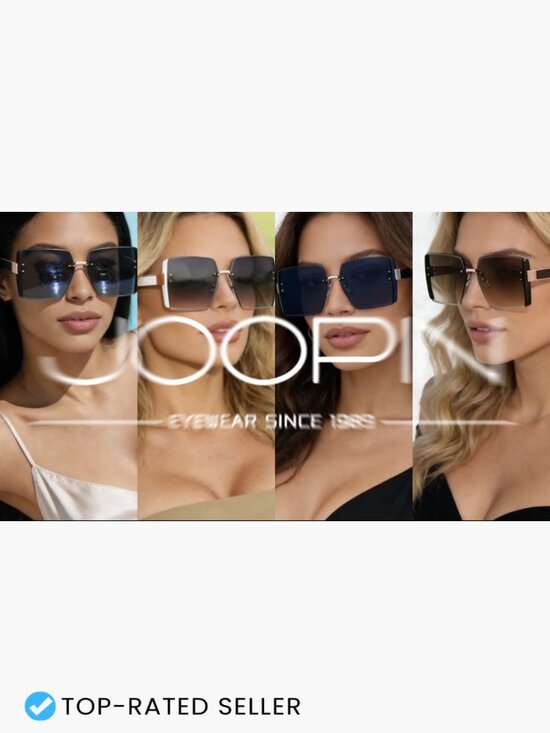 Oversized Square Rimless Sunglasses UV400 Protection Trendy Frameless Shades main image 4